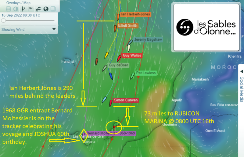 GGR LIVE Tracker at 0800 UTC on Friday 16th as the fleet heads toward the Rubicon Marina Lanzarote film drop sail past