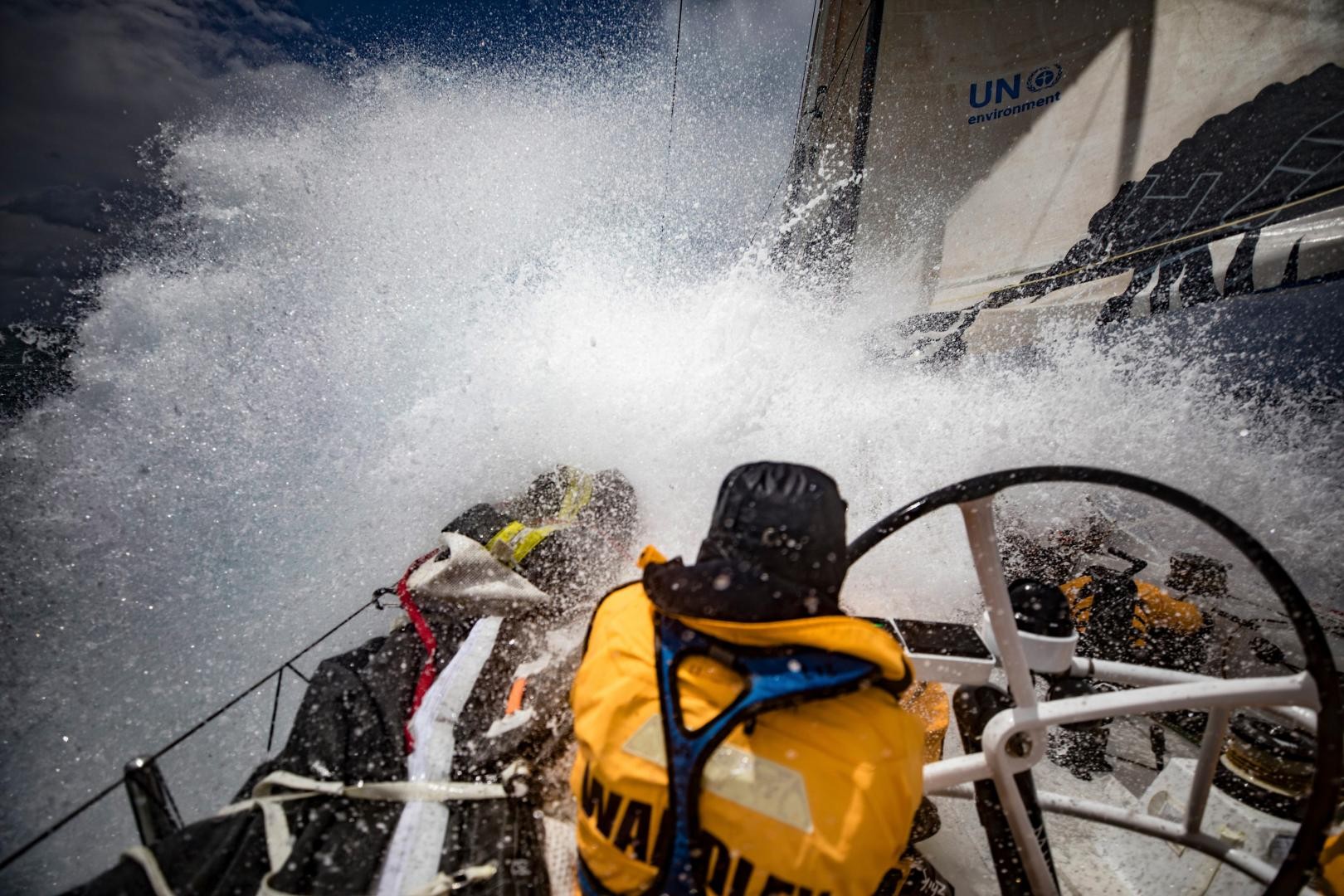 Leg 3, Cape Town to Melbourne, day 05, on board Turn the Tide on Plastic. Welcome to the Southern Ocean. Photo by Jeremie Lecaudey/Volvo Ocean Race