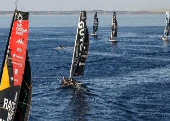 10 boats race out of Aarhus towards The Hague in The Ocean Race