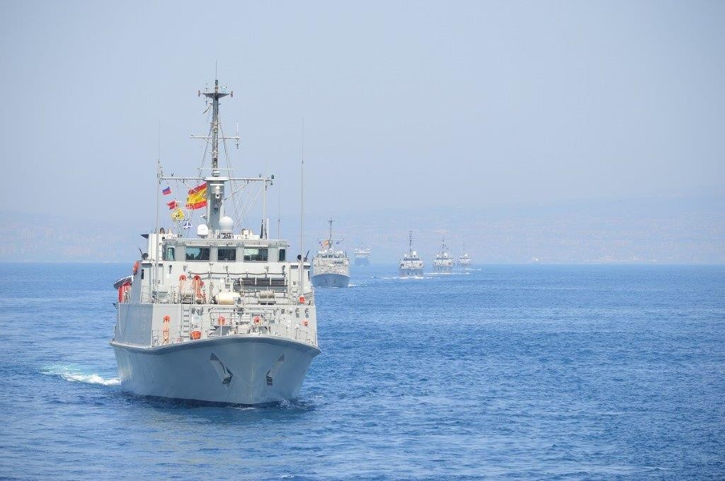  Le unità cacciamine partecipanti all'esercitazione internazionale Italian Minex 2018 sono in sosta nel porto di Augusta prima di tornare a La Spezia