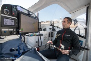 The French superstar sailor Armel Le Cléac’h has capsized in his maxi trimaran. Image credit: Alexis Courcoux