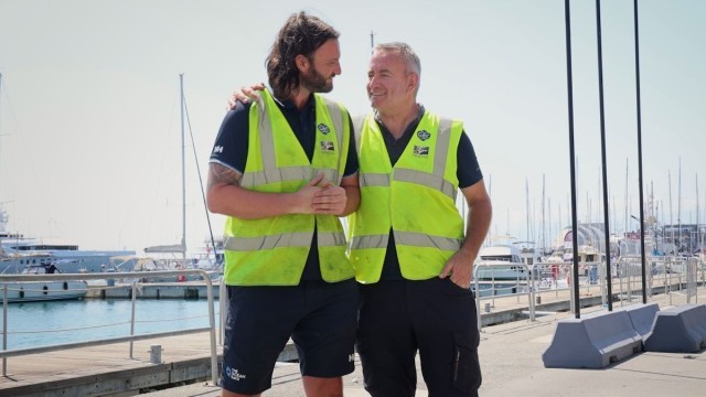 Martin Molloy and Jeremy Troughton on site together in Genoa, Italy during The Ocean Race 2022-23. Photo credit: GAC Pindar / Amalia Infante