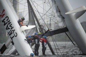 Dramatic double capsize on penultimate day of Extreme Sailing Series™ Cardiff
