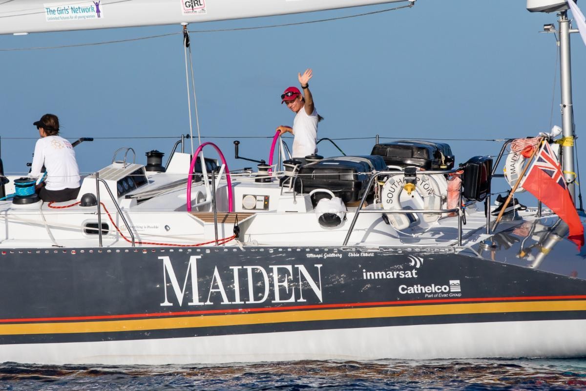 Liz Wardley on Maiden at Barbuda on the first day of the RORC Caribbean 600 © Arthur Daniel/RORC