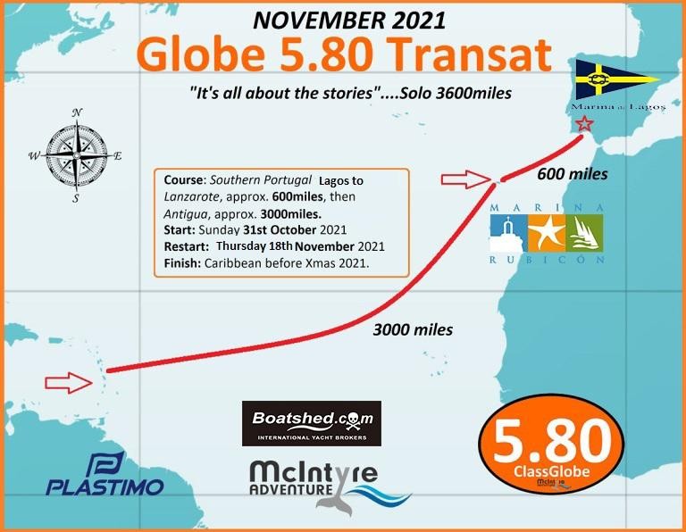 First McIntyre Adventure Globe 5.80 Transat starts Sunday 31st Oct from Portugal with Boatshed.com support