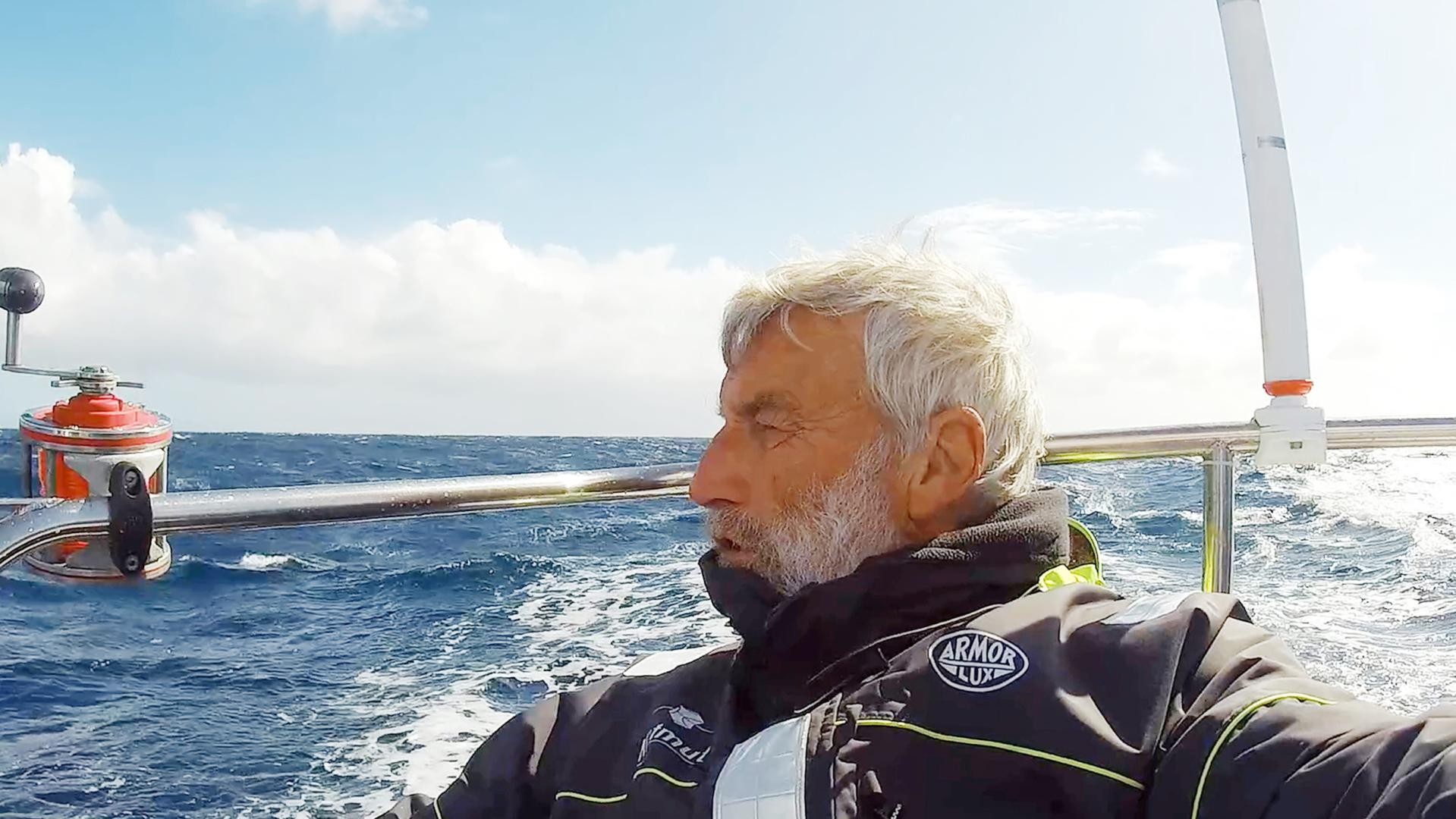 Jean-Luc Van Den Heede - working to protect a 1,343 mile lead over the remaining 6,800 miles back to Les Sables d'Olonne