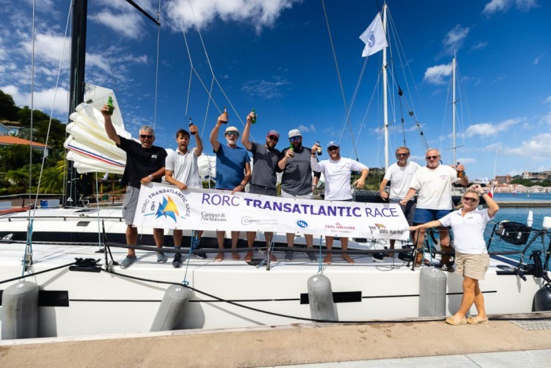 Pata Negra was welcomed to the dock with cold beers by Marina Manager Zara Tremlett © Arthur Daniel/RORC
