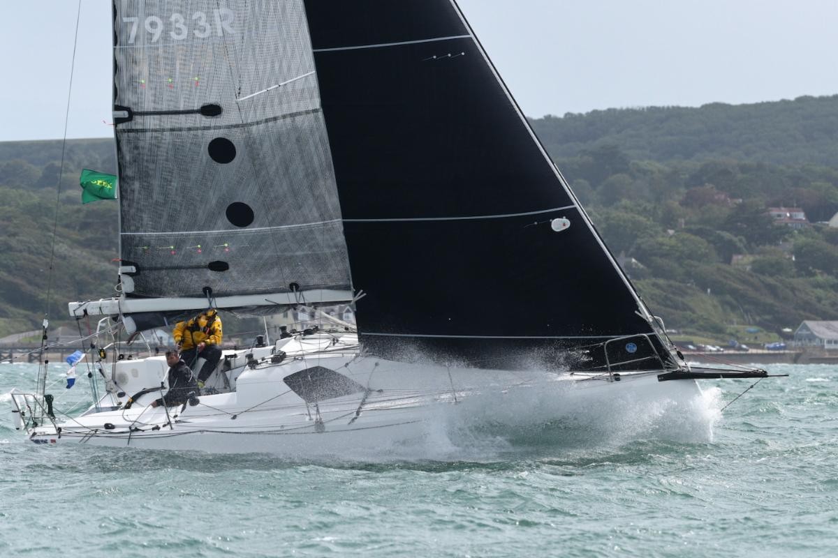 Nigel de Quervain Colley's Sun Fast 3300 Fastrak XII at the start of the Rolex Fastnet Race