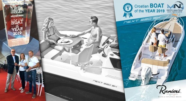 La Next 220 SH, il piccolo sundeck della Ranieri International, ha ricevuto il premio come “Croatian Boat of the Year 2019”