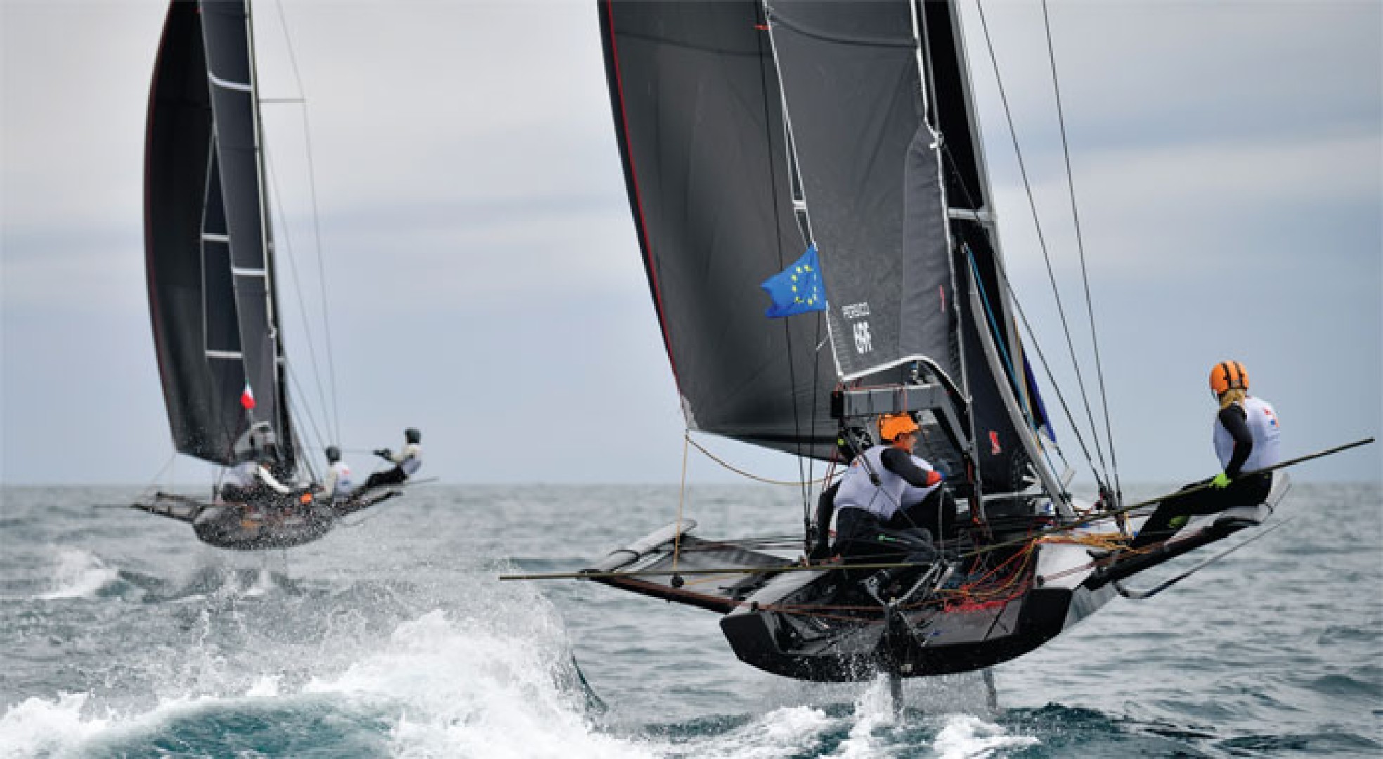 The Persico 69F is a three-man foiling dinghy that aims to bridge the enormous technology and performance gap between grassroots competitive sailing and professional grand prix racing