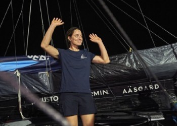 Skipperin Justine Mettraux wird an der RDR 7. der Imoca-Klasse