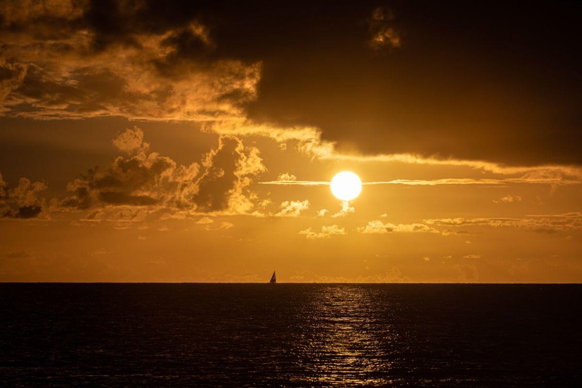 Sunset on approach to Carriacou © Arthur Daniel