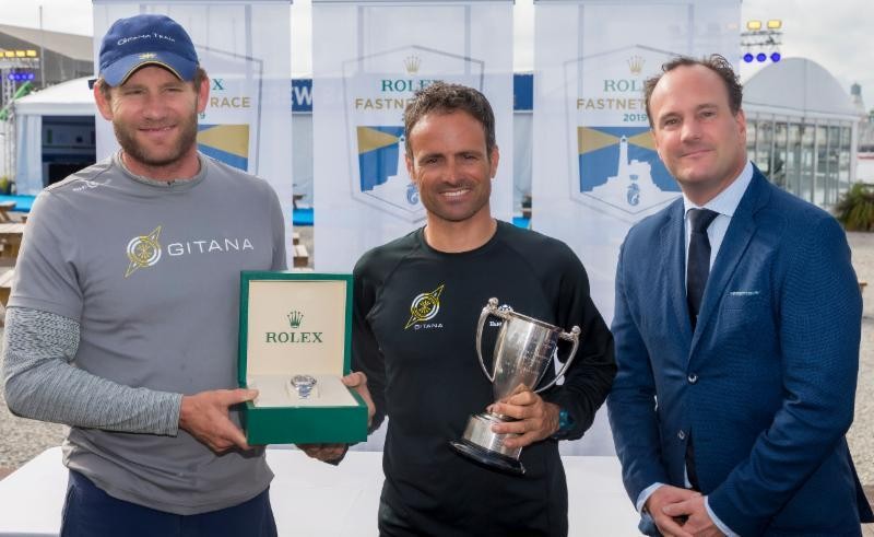 Rolex presentation to multihull line honours skippers Charles Caudrelier and Franck Cammas of Maxi Edmond de Rothschild 
