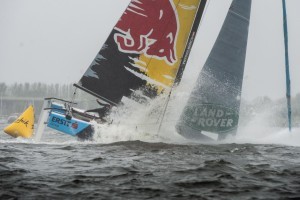 Dramatic double capsize on penultimate day of Extreme Sailing Series™ Cardiff