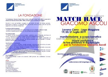 Match Race Giacomo Ascoli solidarieta’ a vela sul Verbano