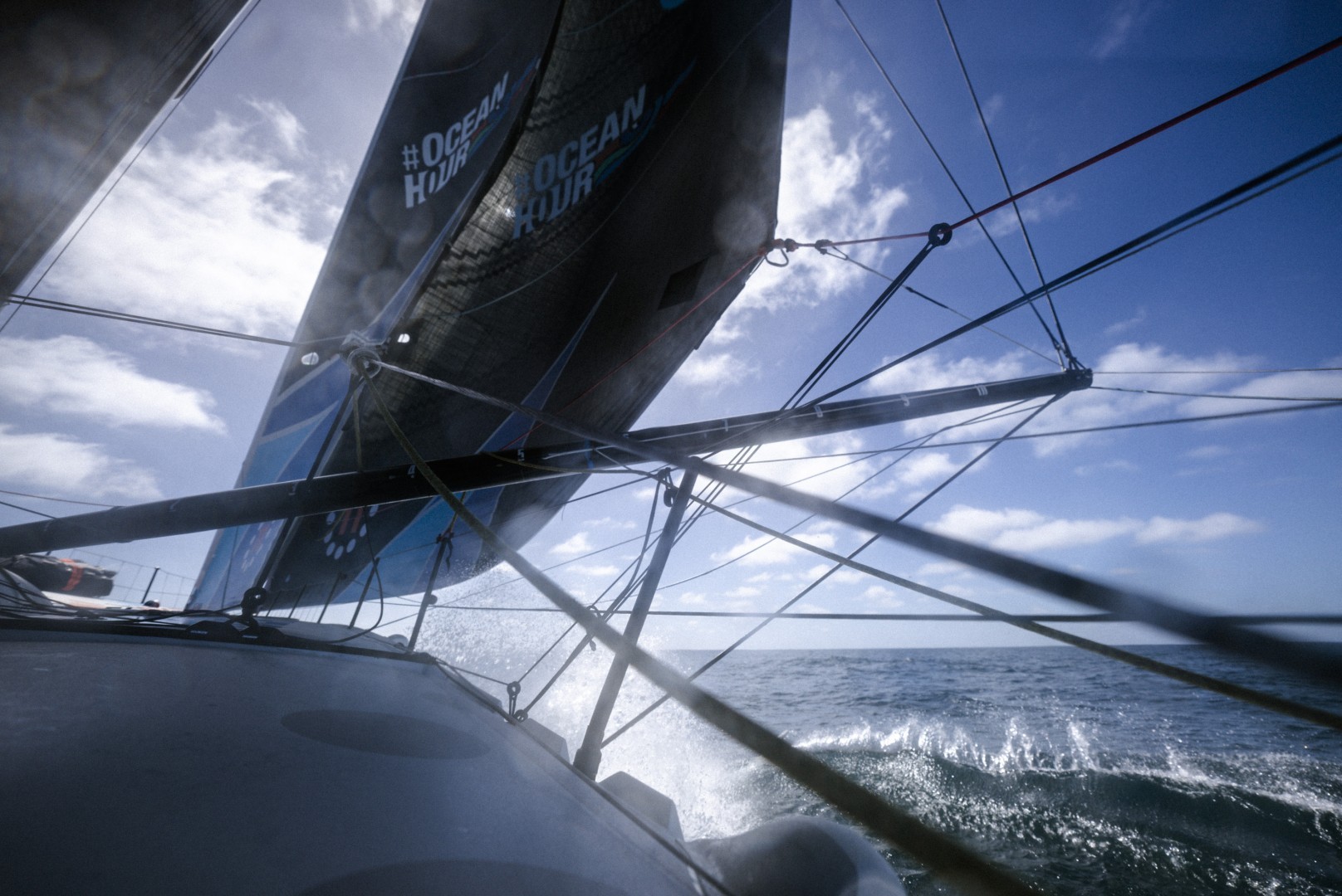 On board 11th Hour Racing Team in moderate conditions during Leg 2 during the final approach to Cape Town ©Amory Ross