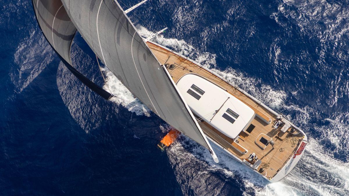 The foil-assisted Baltic 142 Canova hits her stride off Sardinia