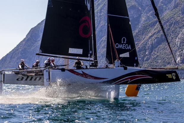 GC32 World Champions Alinghi lead after day one of the GC32 Riva Cup