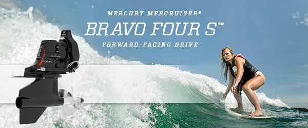 Nuovo trasmissione con eliche rivolte a prua MerCruiser Bravo Four S con sistema Smart Tow per un controllo totale negli sport da traino
