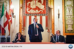 Il Sindaco di Genova il sindaco Marco Bucci, alla conferenza di presentazione del CICO 2018