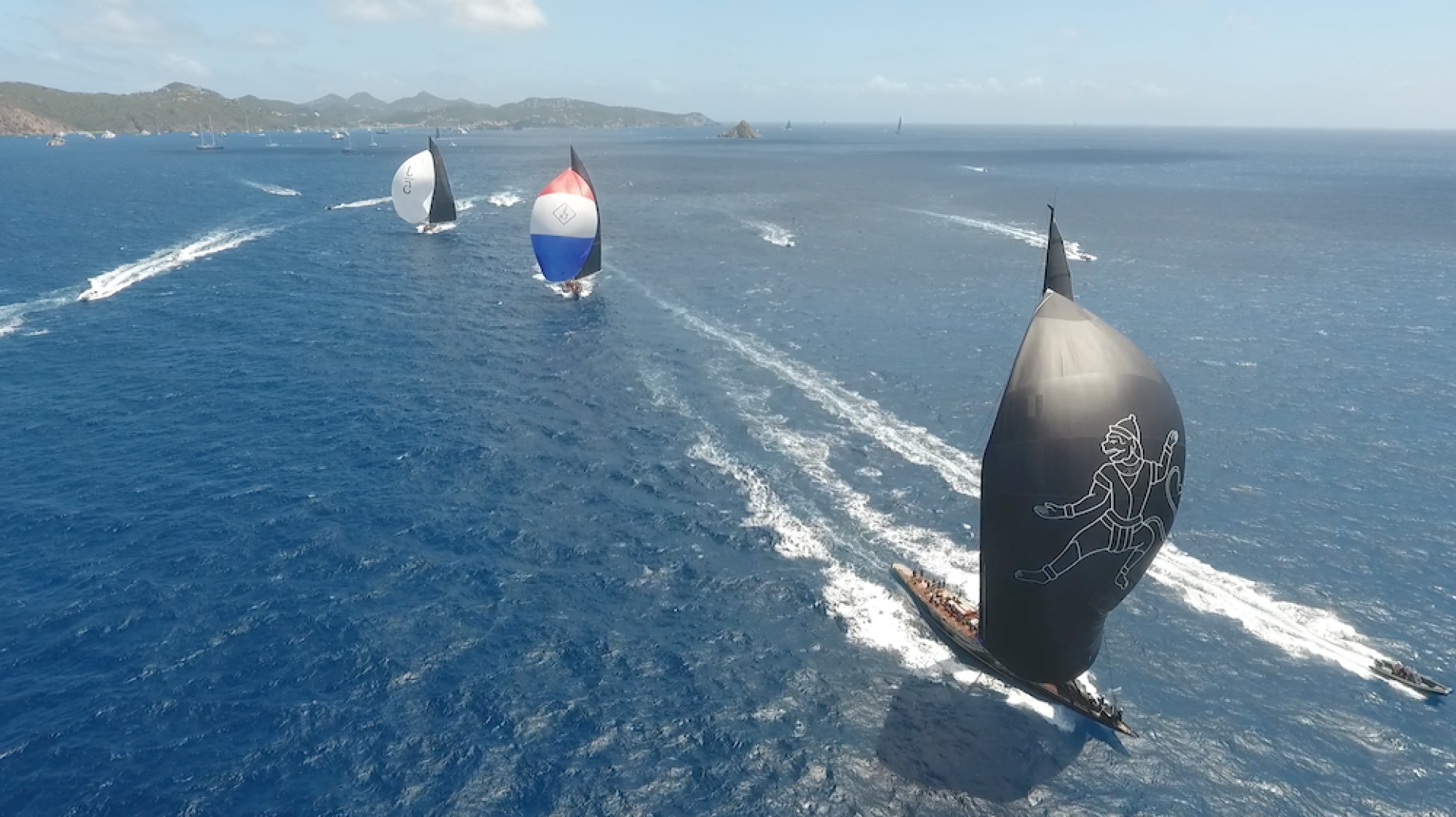 The fleet race downwind on the opening day of the St Barth's Bucket