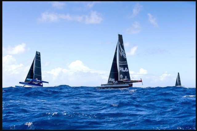 A battle is raging between the three foremost multihulls, with Giovanni Soldini's Maserati (ITA) and Jason Carroll's Argo (USA) less than a mile apart