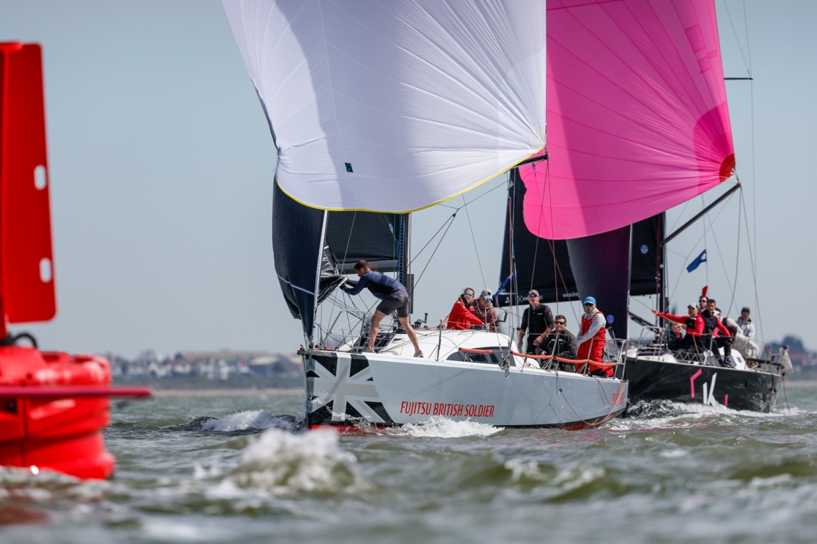 The Army Sailing Association's Sun Fast 3600 Fujitsu British Soldier, skippered by Henry Foster won IRC Two, with J/112 Happy Daize - raced by Team Knight Build - in a gallant second place in the three-day RORC Easter Challenge © Paul Wyeth/pwpictures.com