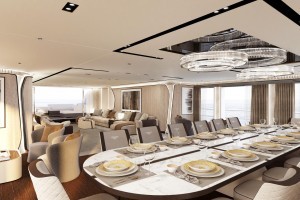 CRN M/Y 138, dining area, main deck