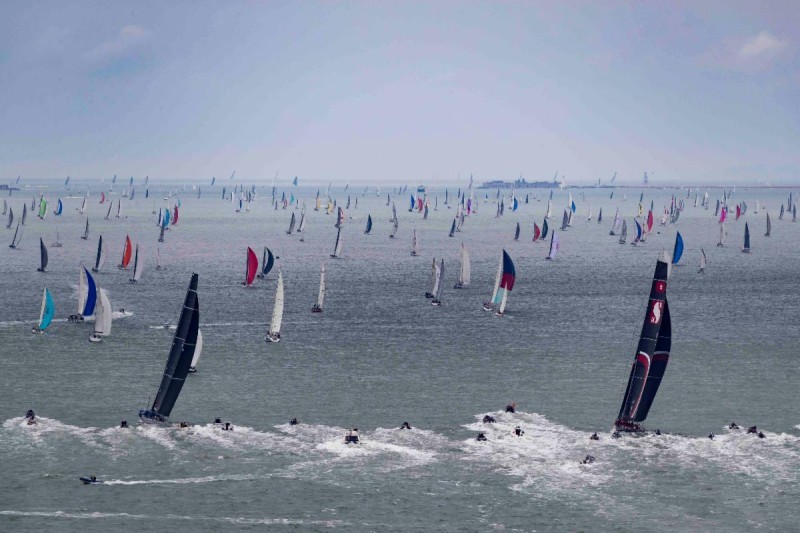 The Rolex Fastnet Race start - the world's largest offshore yacht race is an impressive sight as the fleet heads out of the Solent © Carlo Borlenghi/Rolex