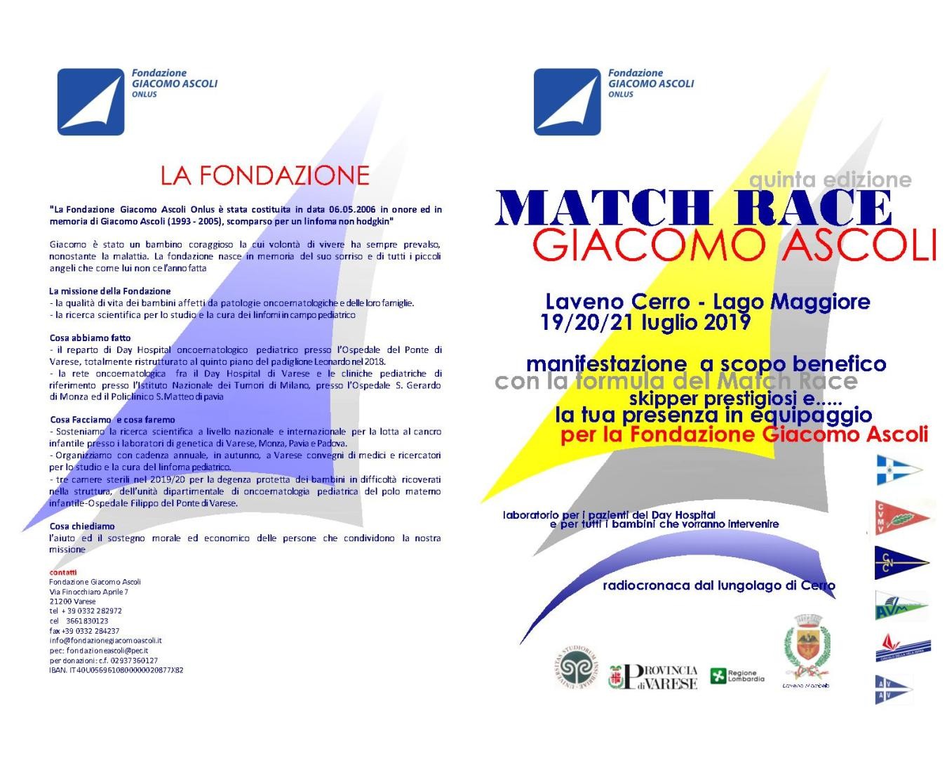 Match Race Giacomo Ascoli solidarieta’ a vela sul Verbano