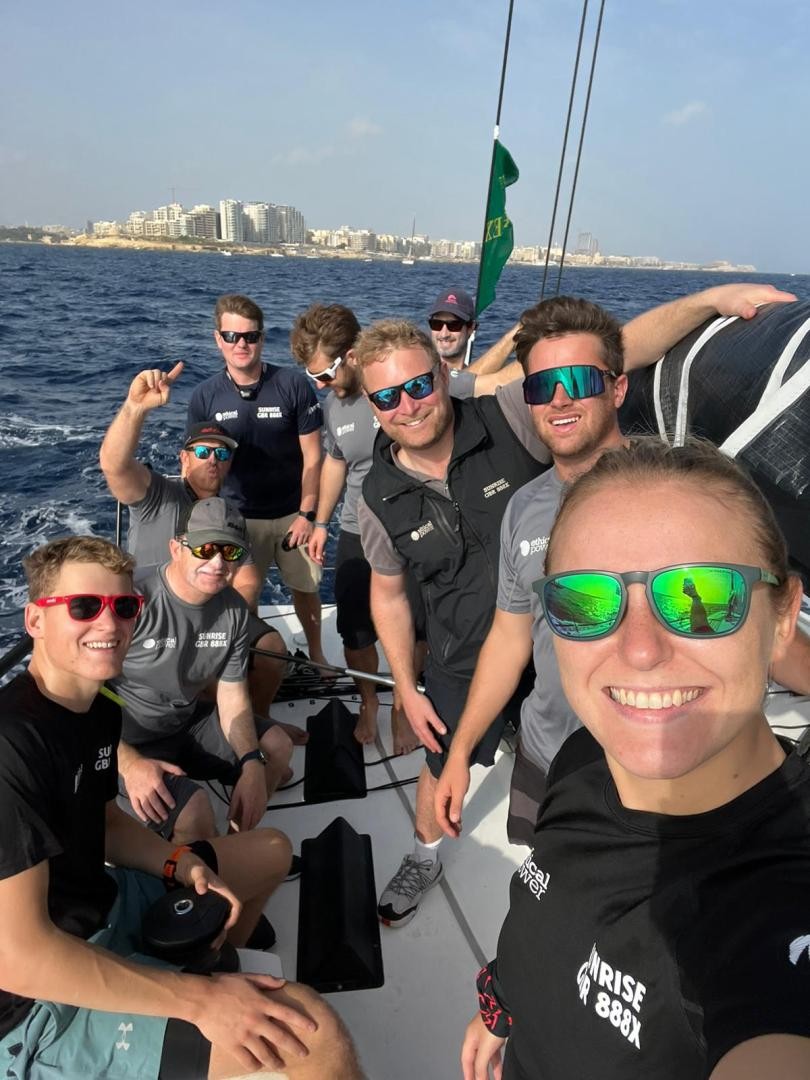 The crew of Sunrise at the Rolex Middle Sea Race