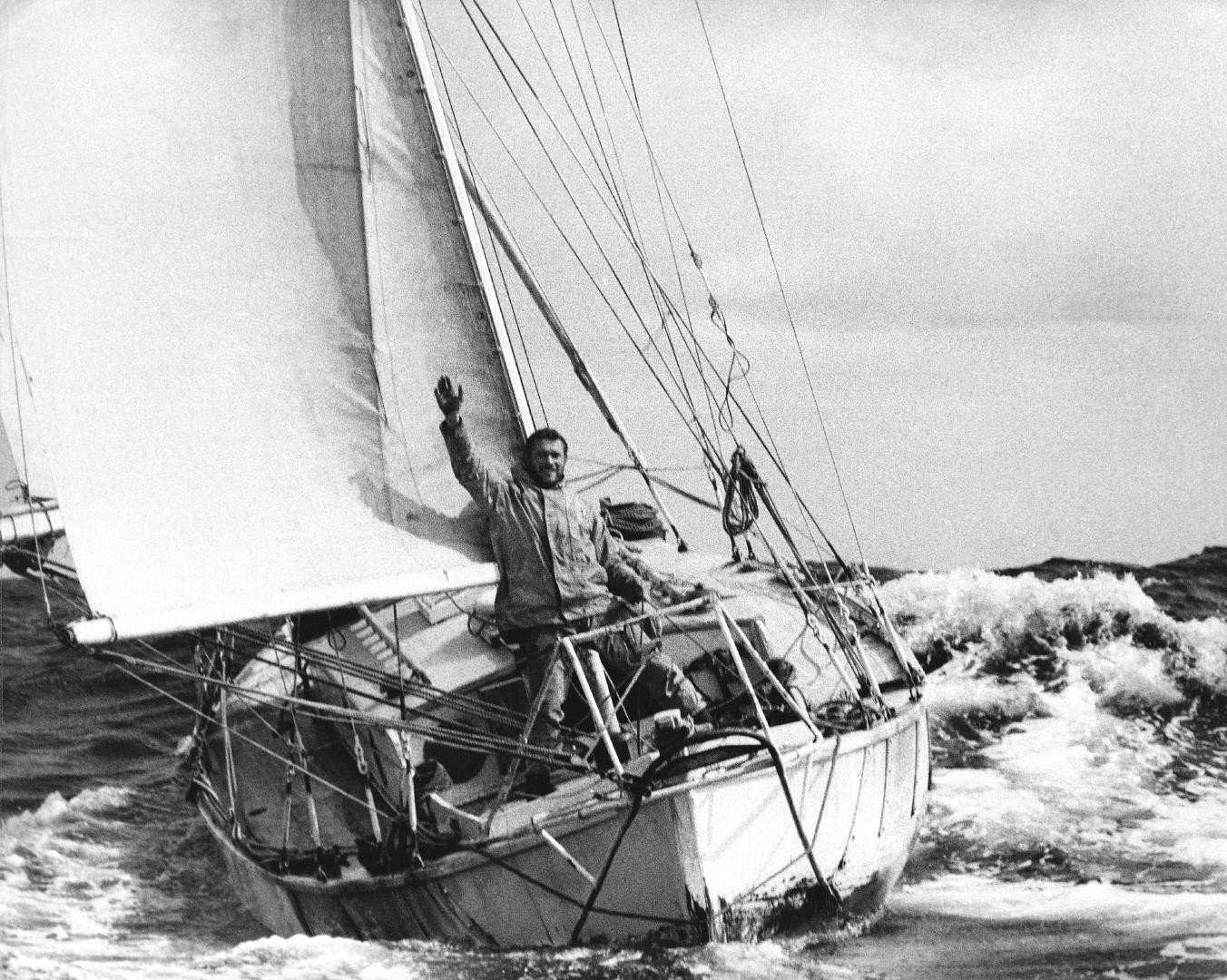 Sir Robin Knox-Johnston pictured by Bill Rowntree on April 22 1969 at the finish of the original Sunday Times Golden Globe Race