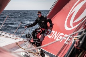 Leg 11, from Gothenburg to The Hague, day 03 on board Dongfeng. Jack Bouttell in action at the bow. 23 June, 2018. Martin Keruzore/Volvo Ocean Race