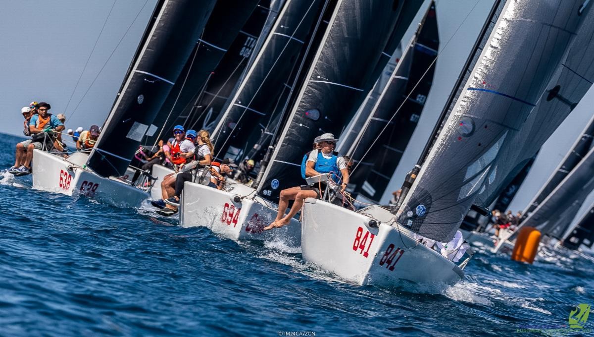 Team War Canoe USA841 of Michael Goldfarb takes another bullet on Day Three at the Melges 24 European Championship 2021 in Portoroz, Slovenia.