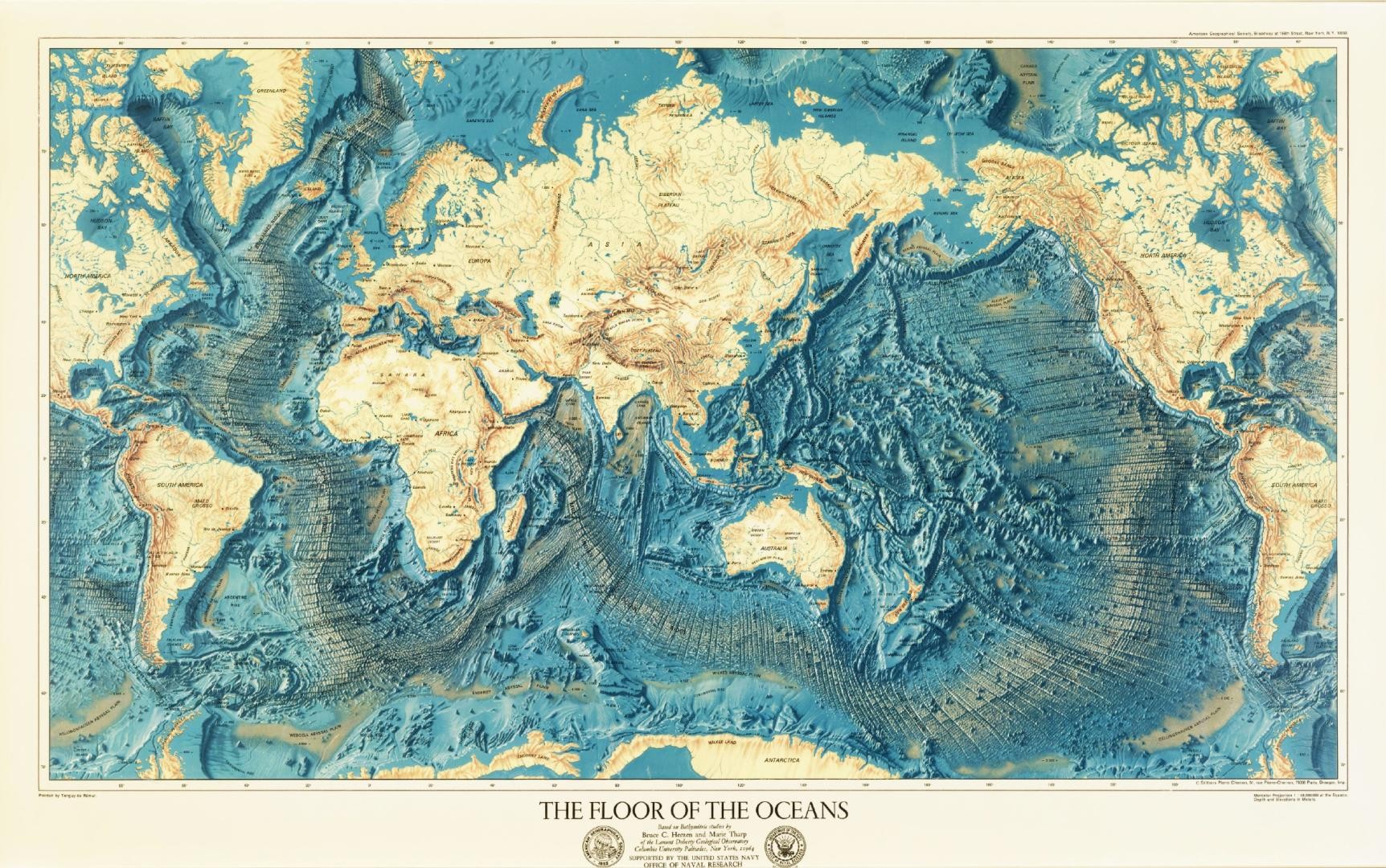 Marie Tharp mappa dei fondali degli Oceani