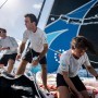 Onboard 11th Hour Racing Team during Leg 2, Day 3. Justine Mettraux, Charlie Enright and Jack Bouttell on the bow during a spinnaker peel.
© Amory Ross / The Ocean Race