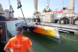 The worlds firtst racing yacht built out of 100% recyclable volcanic fibre prototype Open60AAL was launched