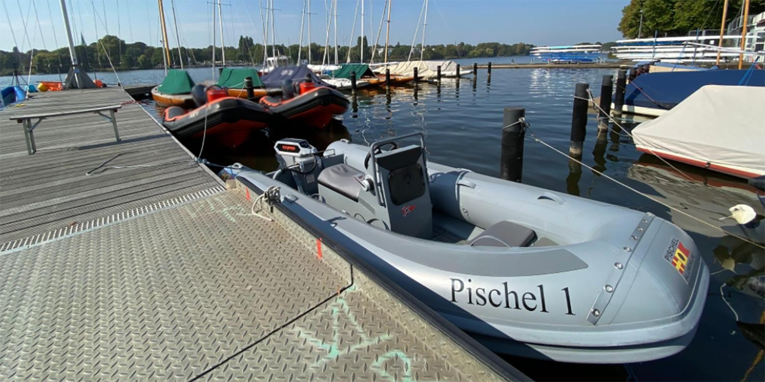 The Pischel 1 rigid inflatable with a 10 kW Torqeedo Cruise motor is used by NRV as a coaching boat.