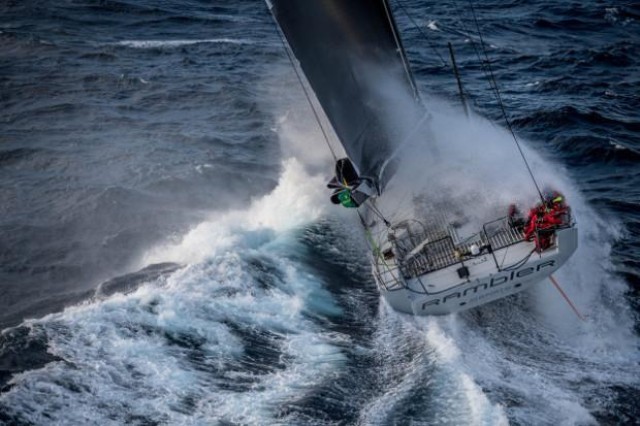Rambler 88 battles through waves in the Rolex Middle Sea Race