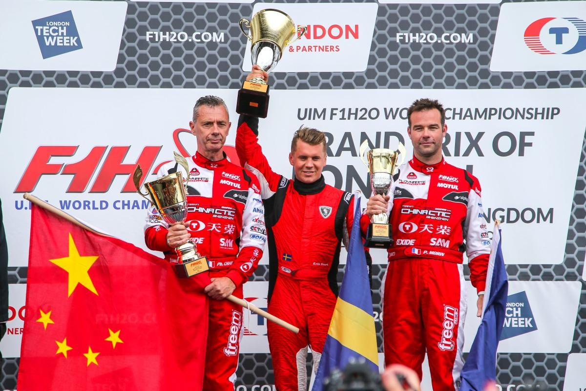 Erik Stark delivered the ultimate performance to take a sensational victory at the Grand Prix of London round 2 of the UIM F1H2O World Championship
