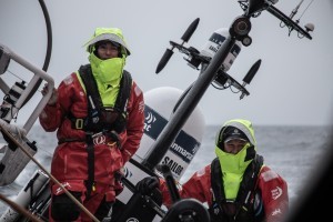 Leg 10, from Cardiff to Gothenburg, day 04 on board Dongfeng. Justine Mettraux and Carolijn Brouwer.13 June, 2018.
