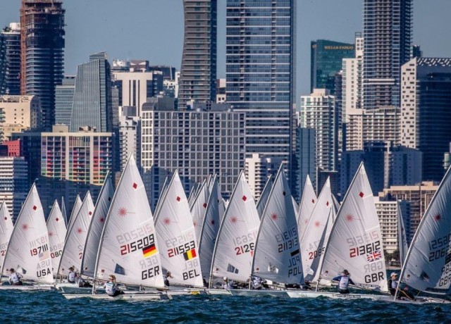 Racing under the Miami skyline © Sailing Energy / World Sailing