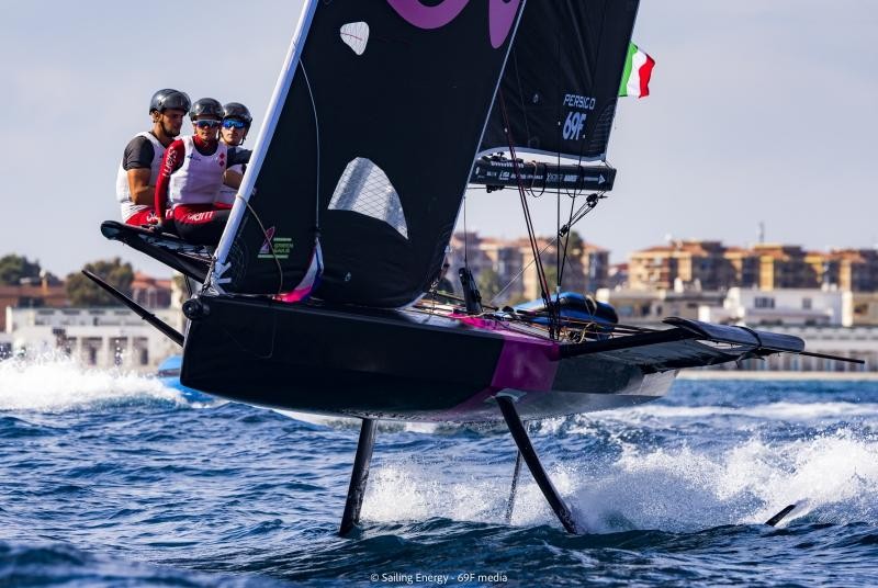 Young Azzurra in regata, Youth Foiling Gold Cup Act 3. Foto credit: 69F Media/Sailing Energy