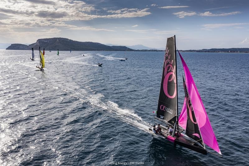 Young Azzurra in regata, Youth Foiling Gold Cup Act 3. Foto credit: 69F Media/Sailing Energy