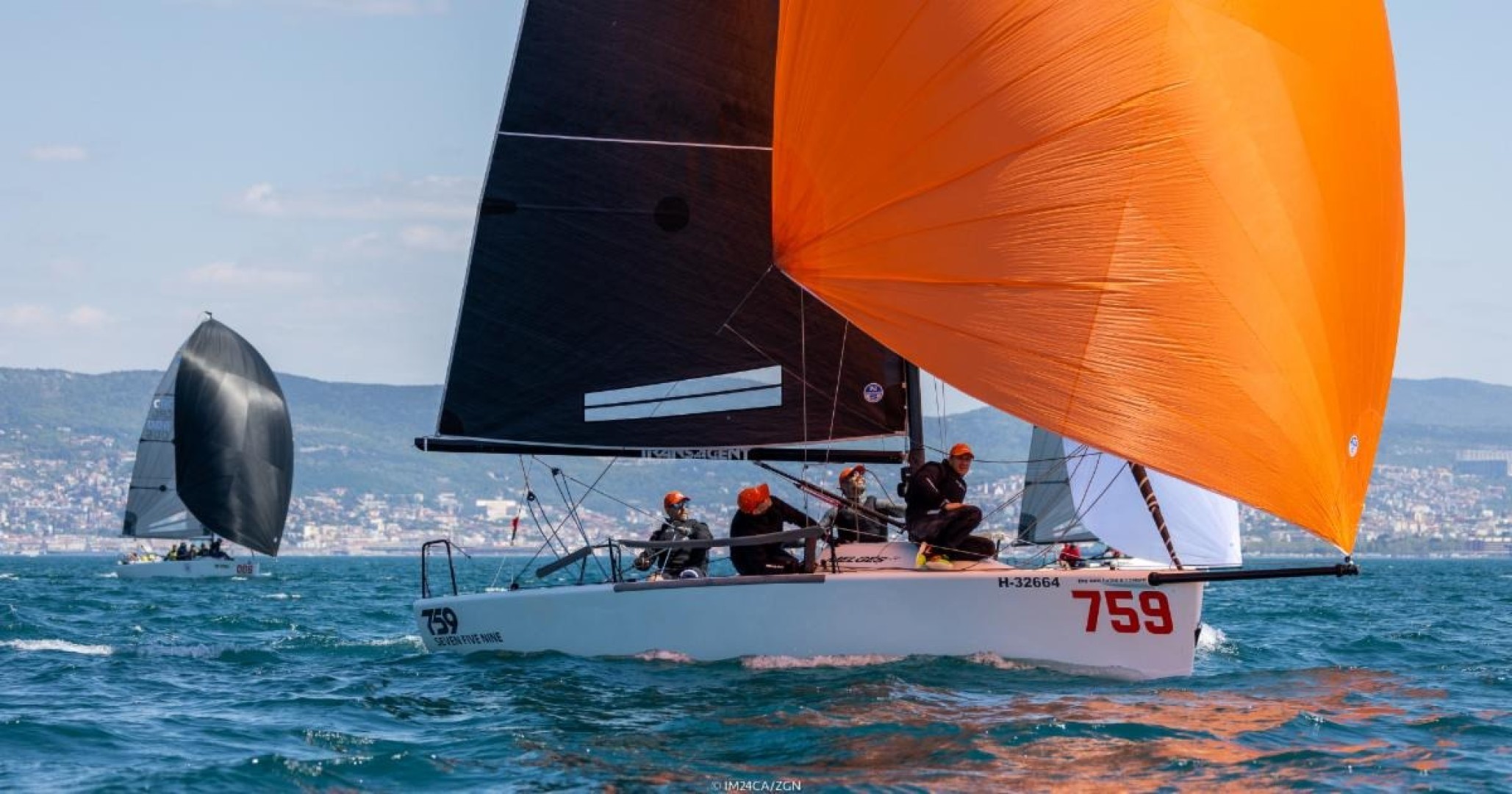 The Hungarian team Seven_Five_Nine HUN759 of Akos Csolto took two bullets and third place on the opening day and is leading the pack after Day One at the second event of the Melges 24 European Sailing Series 2022 in Trieste, Italy
© IM24CA/Zerogradinord