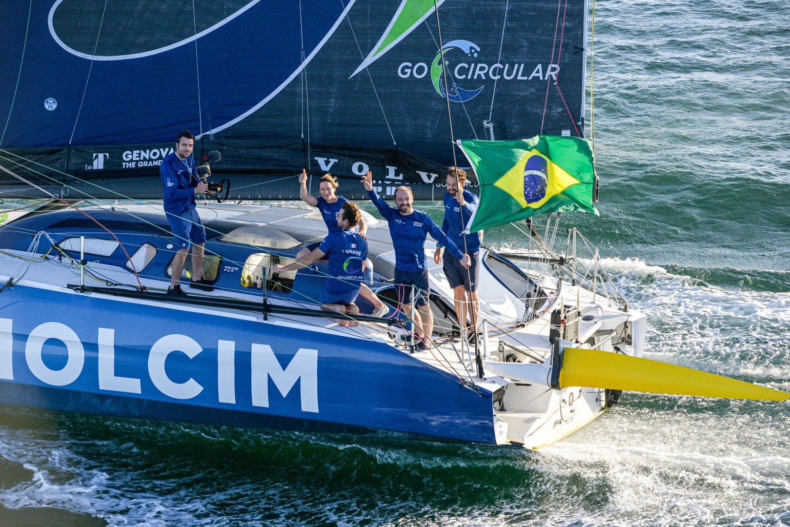 2 April 2023, The Ocean Race 2022-2023, Team Holcim-PRB second in leg 3, 10:56:20 UTC, 34 days, 22 hours, 46 mins, 20 seconds, 15,042 nautical miles.
© Sailing Energy / The Ocean Race
