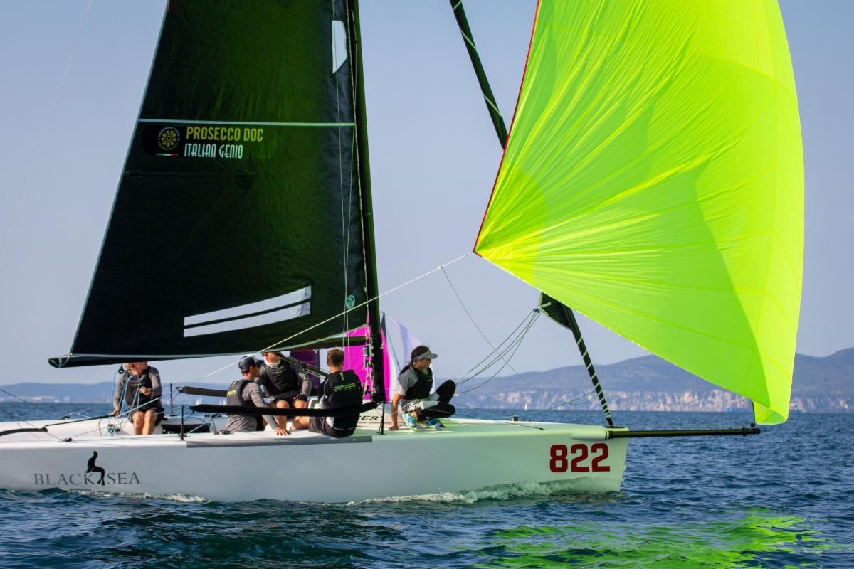Two bullets on Saturday went to Black Seal GBR694 (3-1-1 on Day 2) of Richard Thompson steered by local Stefano Cherin, who moves up to second place in overall ranking now - final event of the Melges 24 European Sailing Series 2021 - Trieste, Italy
