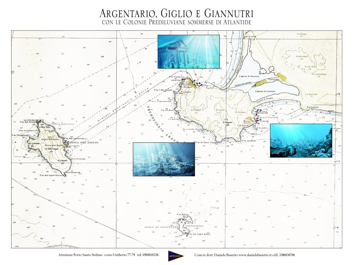 Carta dell'Argentario con le colonie sommerse di Tirrenide-Atlantide