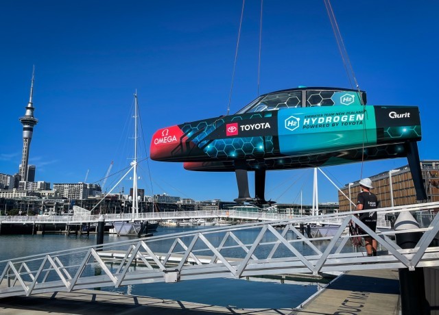 Emirates Team New Zealand launch hydrogen powered foiling chase boat