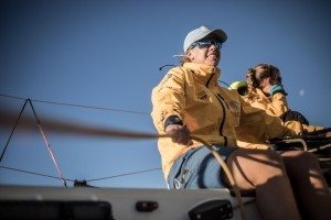 Leg 6 to Auckland, day 20 on board Turn the Tide on Plastic. -Francesca Clapcich trimming the main. 26 February, 2018.

James Blake/Volvo Ocean Race